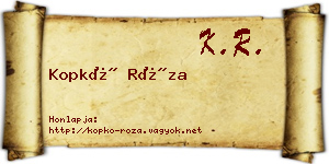 Kopkó Róza névjegykártya